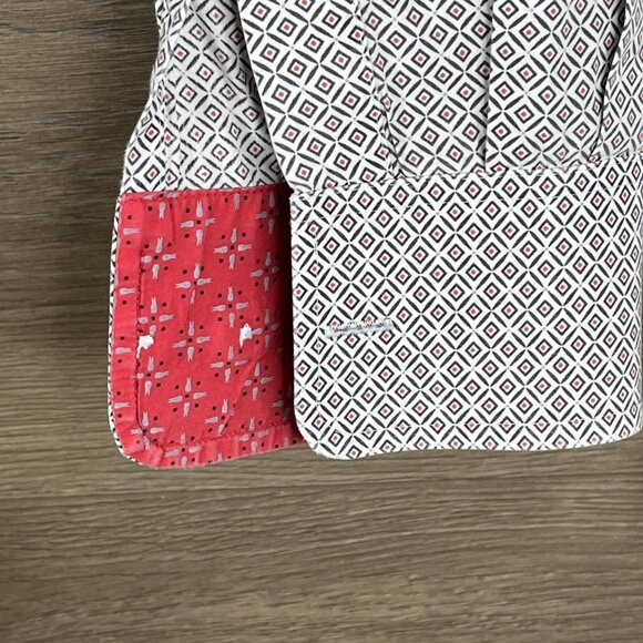 Ariat Button Down White Shirt Men's Medium Tan Joules Beckett Star Pattern LS - Picture 3 of 9